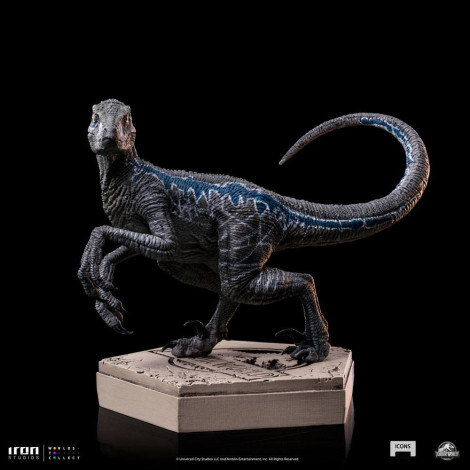 Figura Jurassic Park Velociraptor Azul Iron Studios