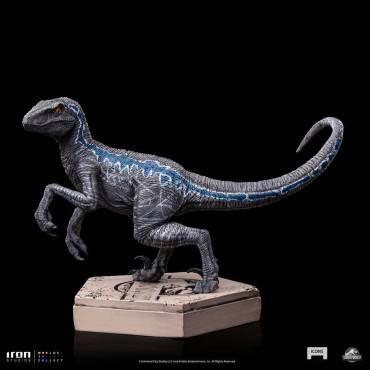 Figura Jurassic Park Velociraptor Azul Iron Studios