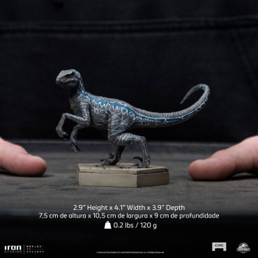 Figura Jurassic Park Velociraptor Azul Iron Studios