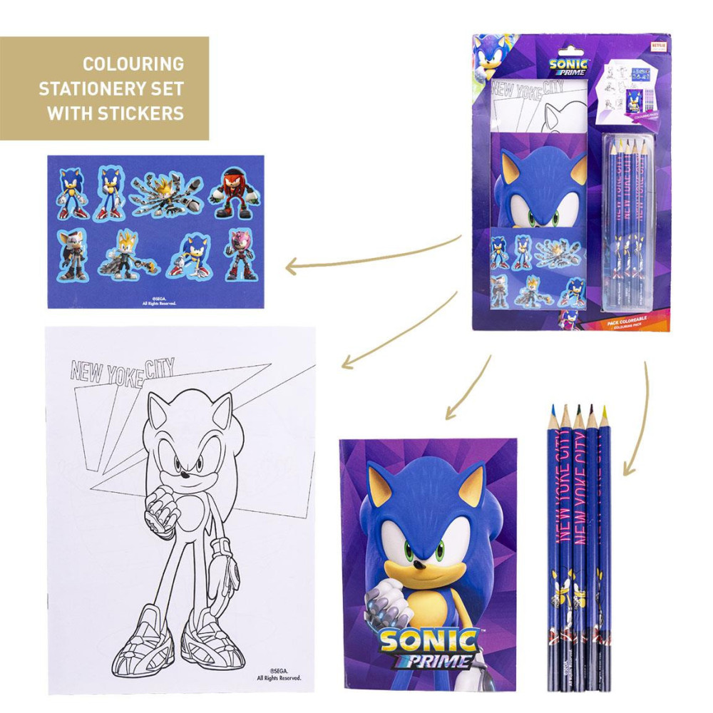 Conjunto de artigos de papelaria Sonic para a escola