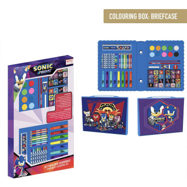 Conjunto de artigos de papelaria para colorir Sonic