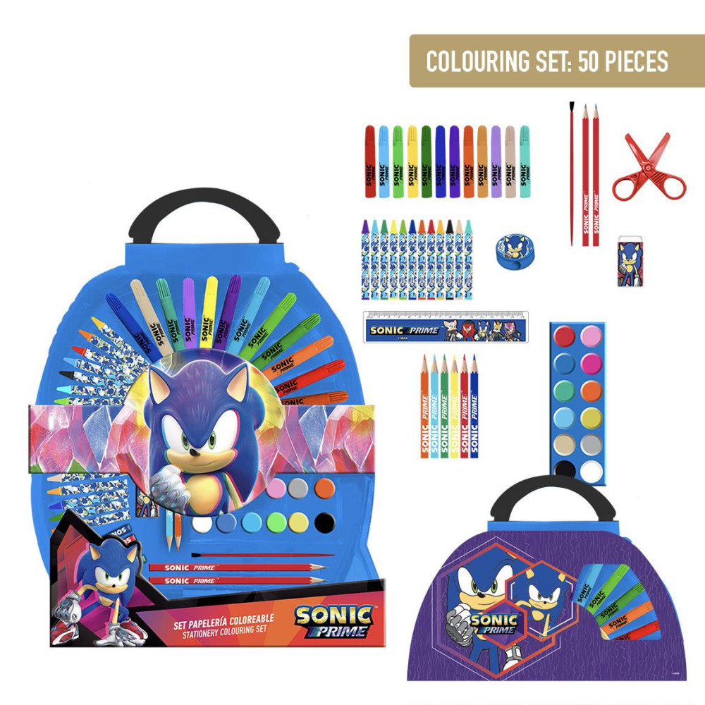 Conjunto de artigos de papelaria para colorir Sonic