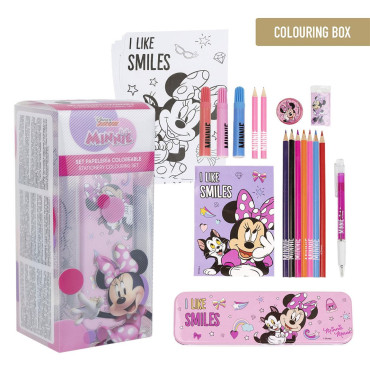 Conjunto de artigos de papelaria para colorir Minnie para crianças