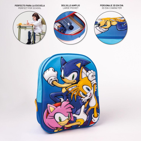 Mochila Sonic 3D para crianças